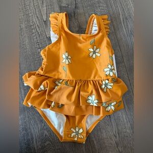 Floral Orange Kids Swimsuit
